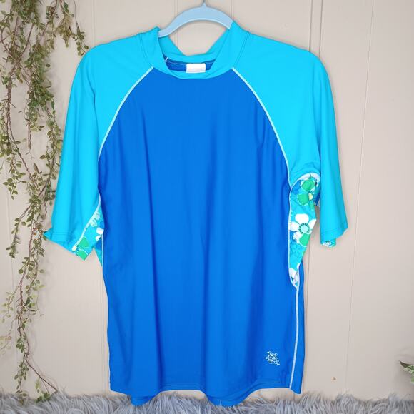 Tuga women's Short Sleeve Rash Guard UPF 50+ Sun Protection Swim Shirt XL - Picture 1 of 4